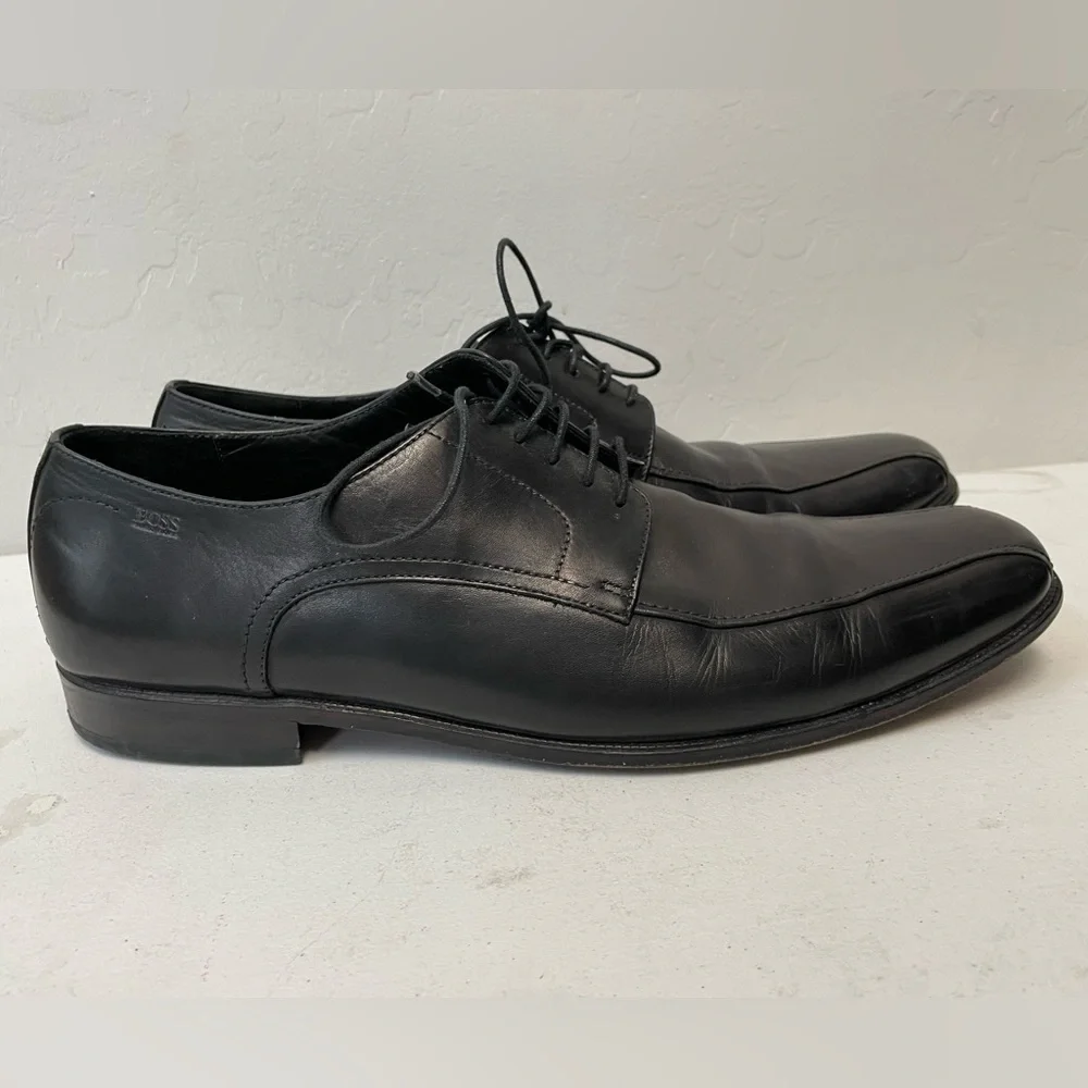 HUGO BOSS Lace Up Leather Bicycle Toe Derby Shoe in‎ Black Size 12